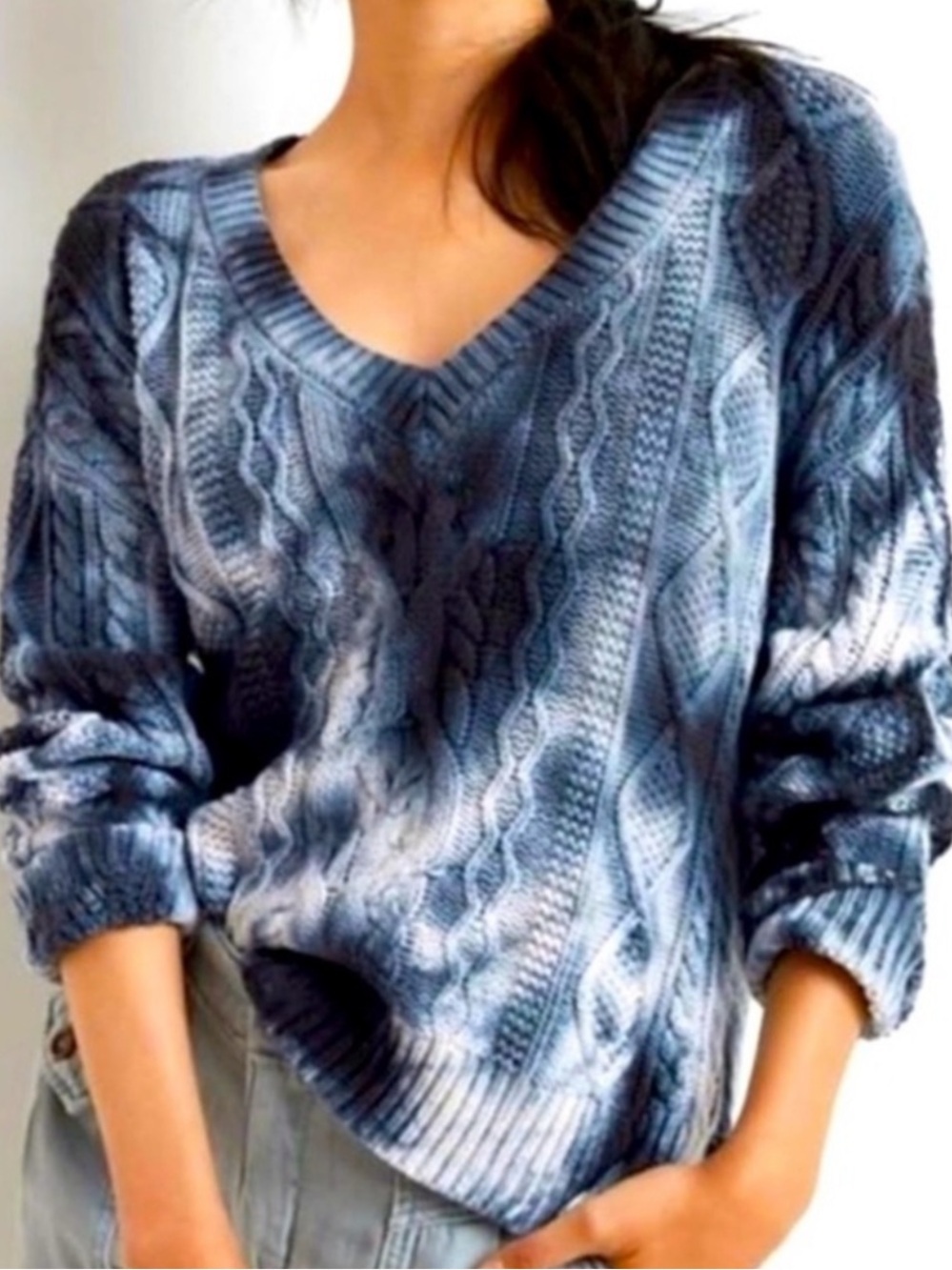 Anthropologie Pilcro Joni Cable knit, tie-dye oversize sweater